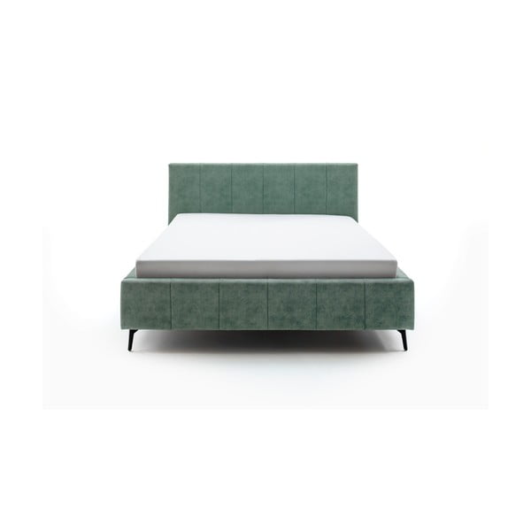 Zelena oblazinjena zakonska postelja s prostorom za shranjevanje z letvenim dnom 180x200 cm Lizzano – Meise Möbel-image-2
