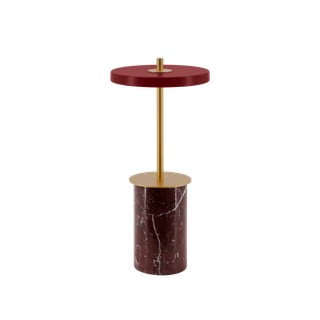 Rdeča marmorna LED zatemnitvena namizna svetilka s kovinskim senčnikom (višina 25,5 cm) Asteria Move Mini – UMAGE