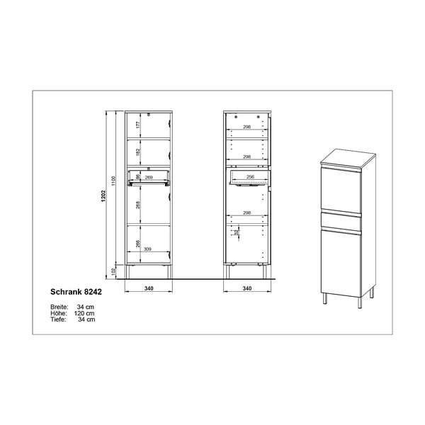Bela visoka kopalniška omarica 34x120 cm Salinas - Germania-image-4