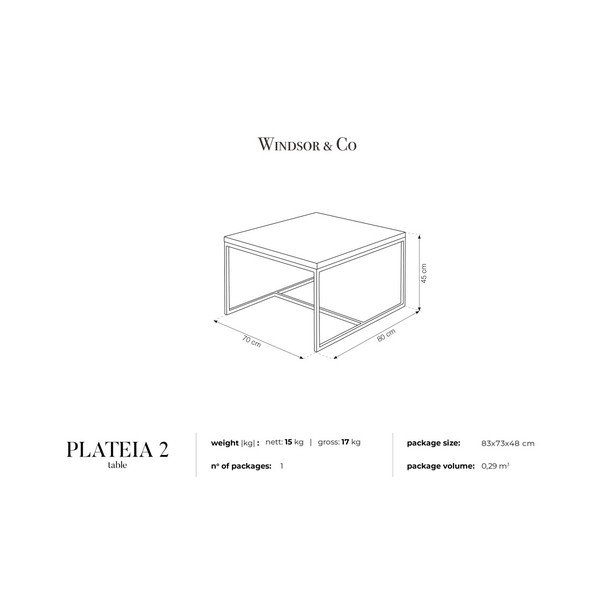 Kavna mizica Windsor & Co Sofas Plateia, 80 x 70 cm-image-2