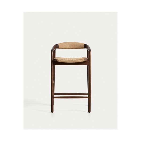 Rjav barski stol z nasloni za roke iz masivnega hrasta (višina sedeža 65 cm) Derile – Kave Home-image-4