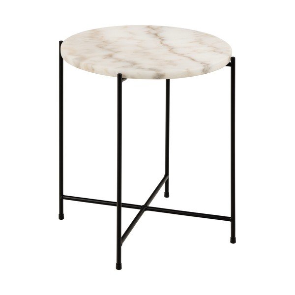 Okrogla stranska mizica z marmorno mizno ploščo ø 42 cm Avila – Actona