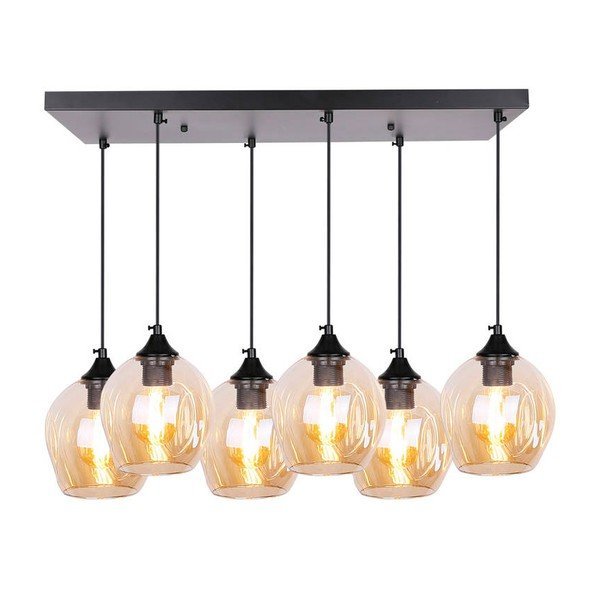 Črna viseča svetilka s steklenim senčnikom 33x67 cm Aspa - Candellux Lighting-image-2