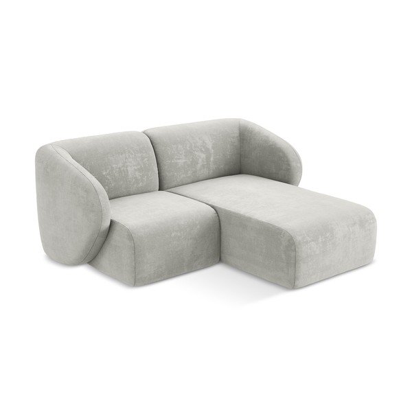 Svetlo siva kotna sedežna garnitura iz šenilje (desni kot/z ležalnikom) Lani – Makamii-image-2