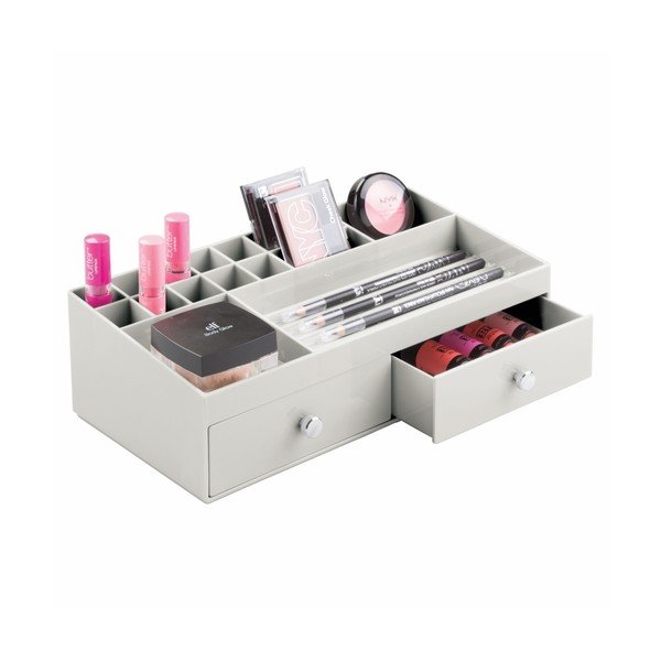 Beli organizator z 2 predaloma InterDesign Cosmetic Plus-image-1