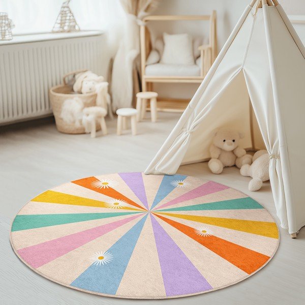Pralna otroška preproga ø150 cm Rainbow Daisy – Mila Home-image-2