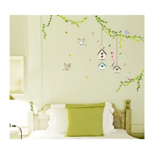 Komplet stenskih nalepk Ambiance Ptičje kletke v gozdu-image-4