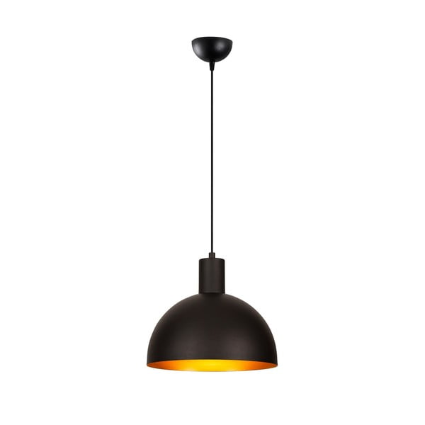 Črna/zlata viseča svetilka s kovinskim senčnikom ø 30 cm Sivani – Opviq lights