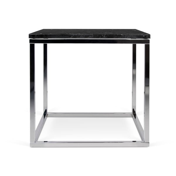 TemaHome Stranska mizica Prairie s kromiranim podstavkom in črnim marmornatim vrhom, 50 x 50 cm