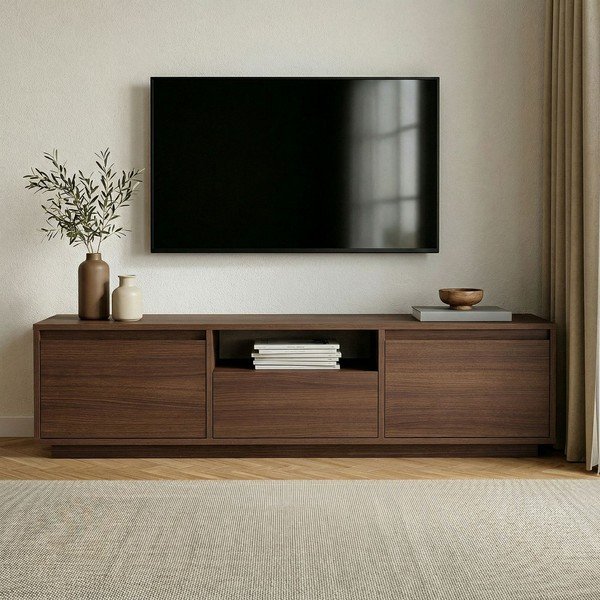 TV omarica v orehovem dekorju v temni naravni barvi 160x42x30 cm Sentinel – Kalune Design-image-2