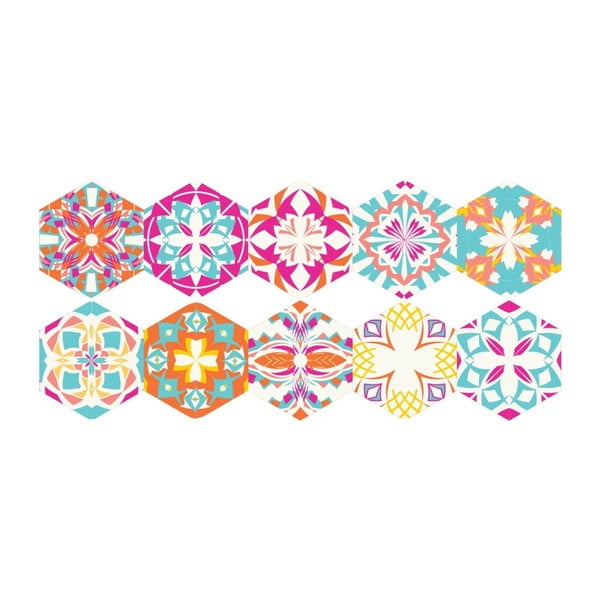 Komplet 10 talne nalepke Ambiance Hexagons Lusiana, 40 x 90 cm
