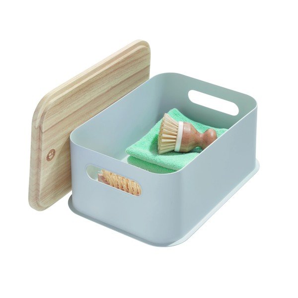 Siva škatla za shranjevanje s pokrovom iz pavlovnije iDesign Eco Handled, 21,3 x 30,2 cm-image-2
