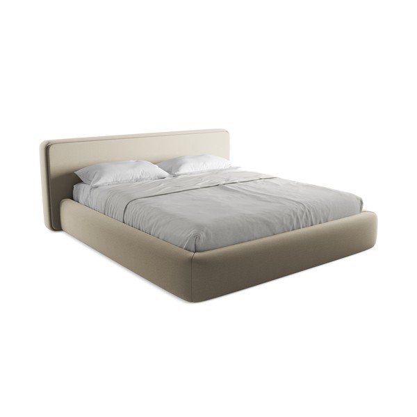 Bež oblazinjena zakonska postelja s prostorom za shranjevanje z letvenim dnom 180x200 cm Kiana – Makamii-image-2