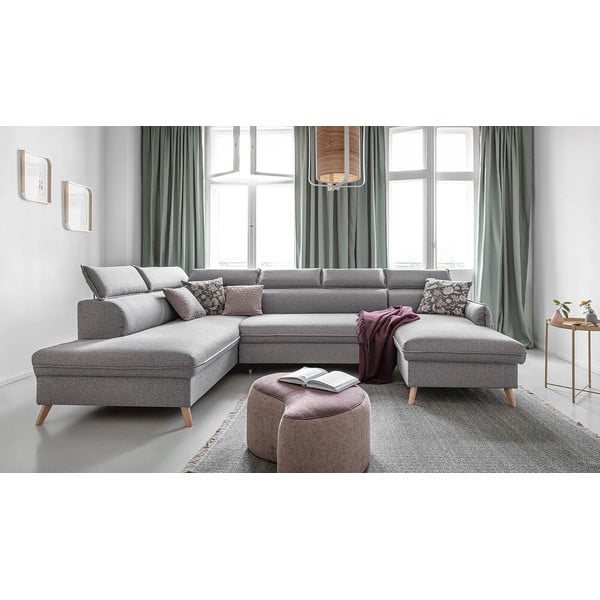 Svetlo siva raztegljiva kotna sedežna garnitura (levi kot) Sweet Harmony – Miuform-image-1