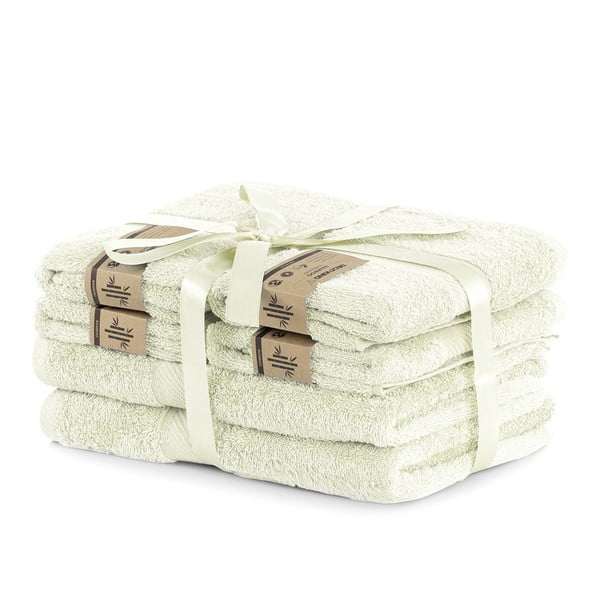 Komplet 2 svetlo bež kopalnih brisač in 4 brisač DecoKing Bamby Ecru-image-1