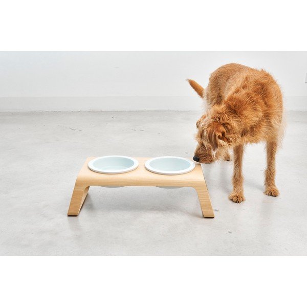 Komplet posod s podstavkom za pse Desco Ash Natural M – MiaCara-image-1