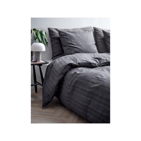 Antracitno siva enojna posteljnina iz damasta 140x200 cm Noble – Södahl-image-1