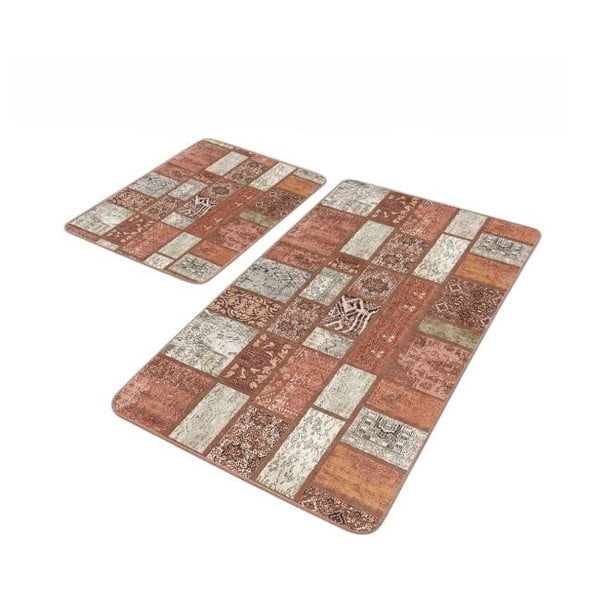 Rjave žametne kopalniške preproge v kompletu 2 ks 60x100 cm – Mila Home