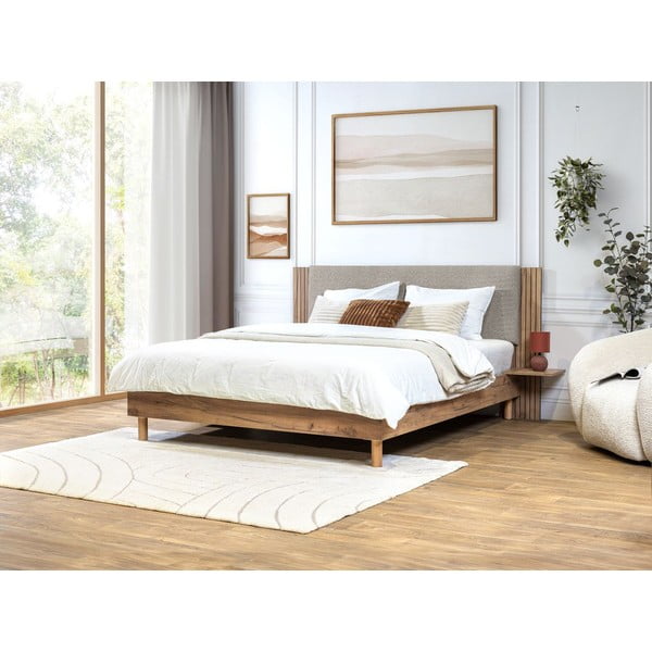 Svetlo siva zakonska postelja z letvenim dnom 160x200 cm Lior – Bobochic Paris-image-1