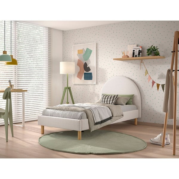 Bela oblazinjena postelja z letvenim dnom 90x200 cm MOON – Vipack-image-1