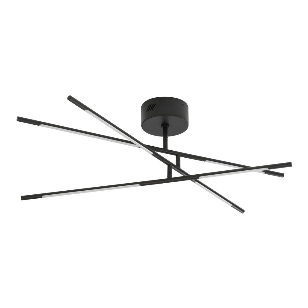 Črna kovinska LED zatemnitvena stropna svetilka s senčilom iz akrilnega stekla 77x84 cm Raccio