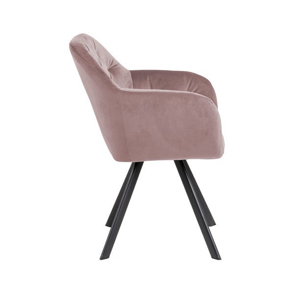 Svetlo rožnat oblazinjen jedilni stol z nasloni za roke Lola – Actona-image-3