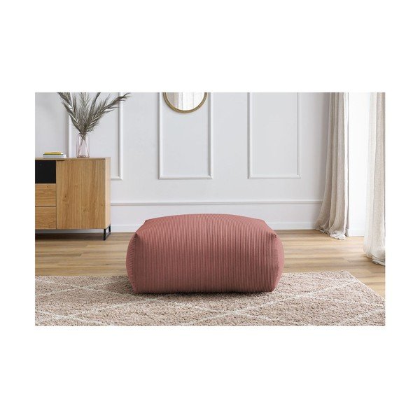 Svetlo rožnat tabure iz rebrastega žameta Voltaire – Bobochic Paris-image-1