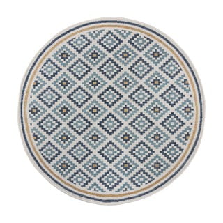 Rumeno-modra okrogla notranja in zunanja preproga ø 160 cm Zia Trellis – Flair Rugs