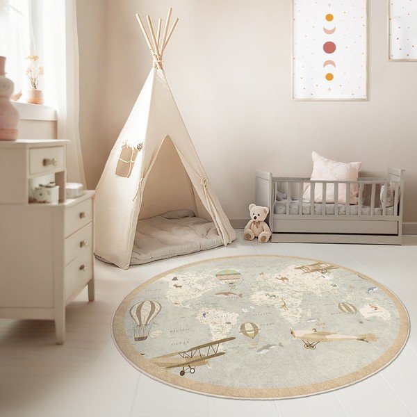 Pralna otroška igralna preproga ø150 cm Vintage World – Mila Home-image-4
