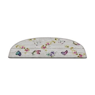 Kremno beli komplet preprog za stopnice 16 ks 20x65 cm Butterfly Life – Vitaus
