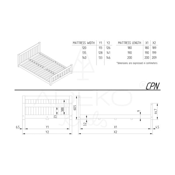 Otroška postelja iz masivnega bora 120x200 cm CPN – Adeko-image-4