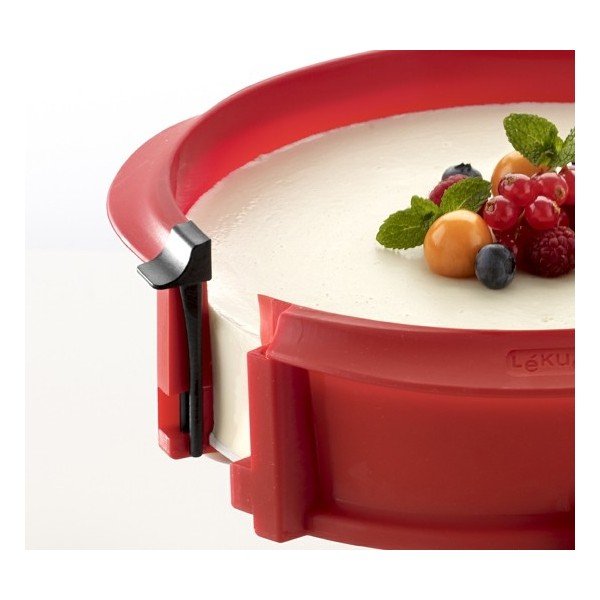 Pekač za torte s keramičnim krožnikom, rdeč-image-1