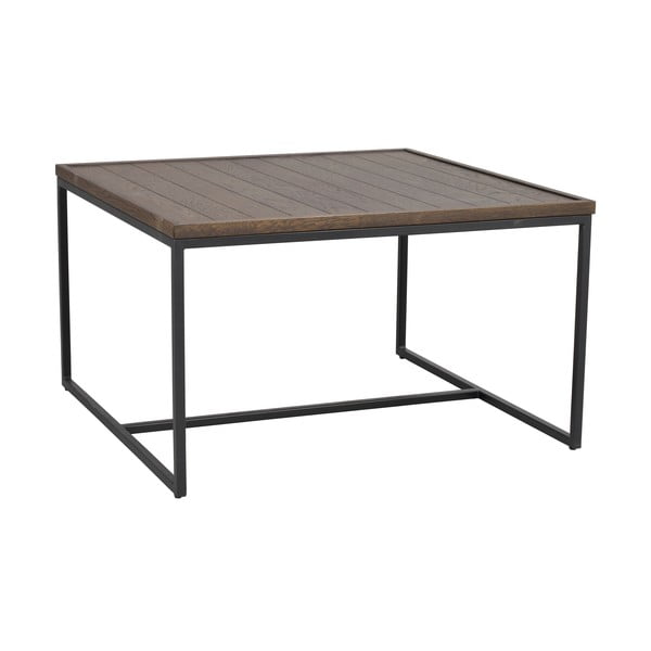 Temno rjava mizica s hrastovo mizno ploščo ø 80 cm Deerfield – Rowico-image-2