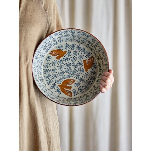 Modra keramična skleda ø 28 cm Hezha – Bloomingville-image-3