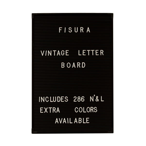 Črna stenska tabla z belimi črkami Fisura Vintage