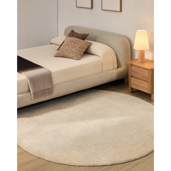 Kremno bela okrogla preproga ø 200 cm Empuries – Kave Home-image-1