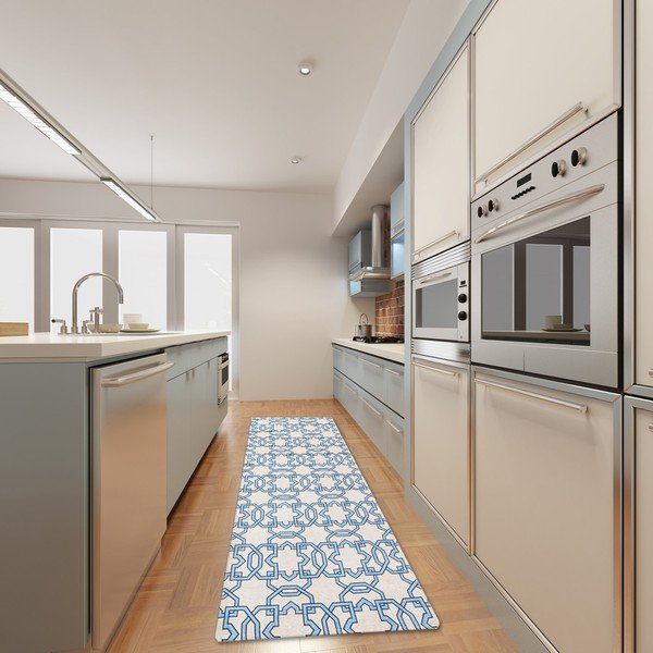 Zelo trpežna kuhinjska preproga Webtappeti Tiles Blue, 80 x 130 cm-image-1