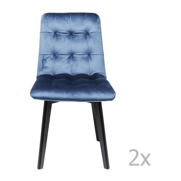 Komplet 2 modrih usnjenih jedilnih stolov Kare Design Moritz