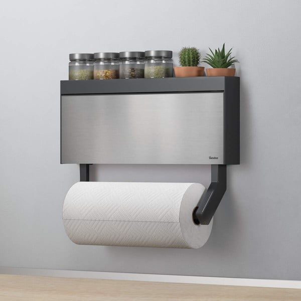 Stenski nosilec za papirnatne brisače in folije Metaltex Tango Inox-image-1