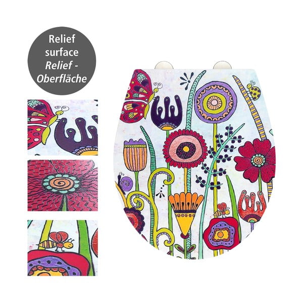 WC deska s počasnim zapiranjem 37 x 44,5 cm Rollin'Art Full Bloom – Wenko-image-2