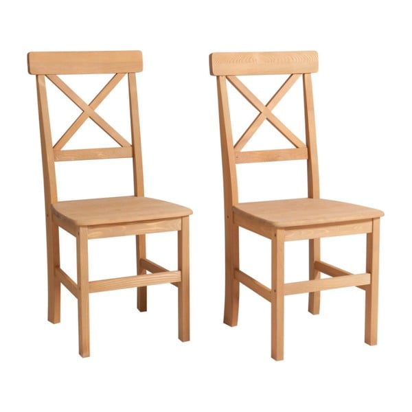 Komplet 2 jedilnih stolov iz borovega lesa Støraa Nicoline