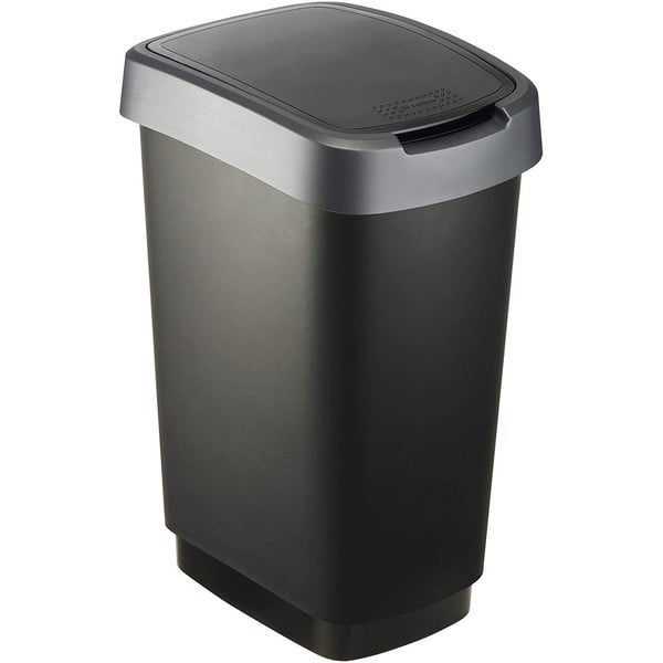 Koš za odpadke iz reciklirane plastike v srebrno-črni barvi 25 l Twist - Rotho