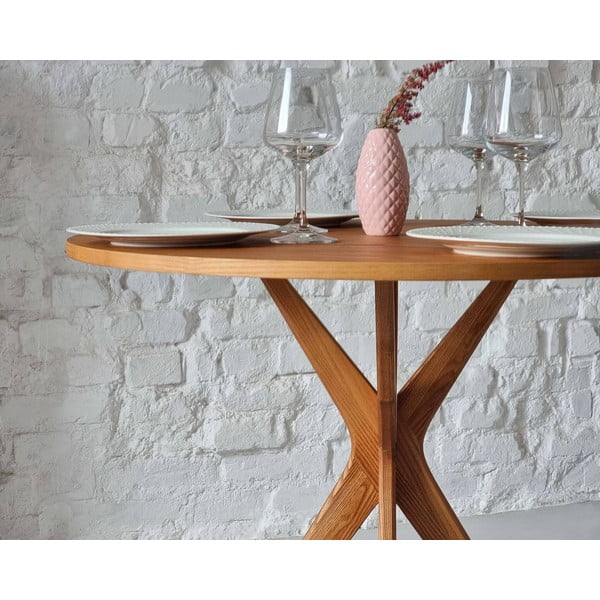 Okrogla jedilna miza z mizno ploščo v jesenovem dekorju ø 70 cm Jubi – Ragaba-image-2