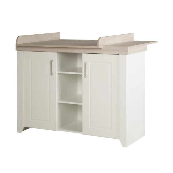 Bela nizka otroška komoda v brestovem dekorju s previjalnim pultom 120x98 cm Felicia – Roba