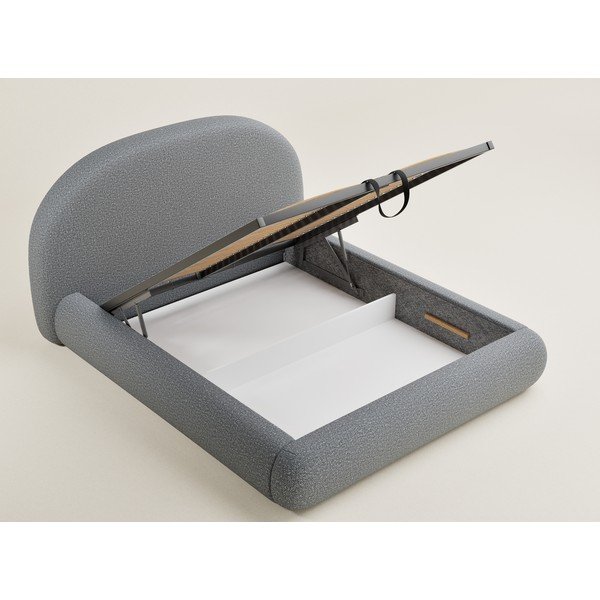 Siva oblazinjena zakonska postelja s prostorom za shranjevanje z letvenim dnom 140x200 cm Maumere – Maison de Rêve-image-3