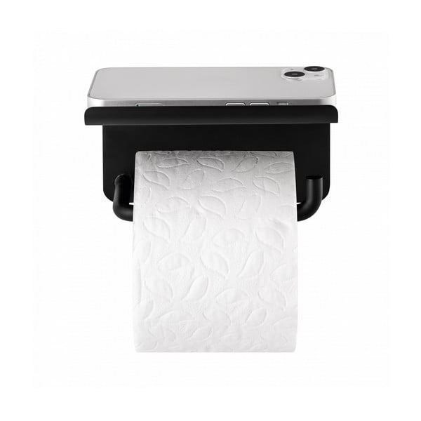 Črno stensko držalo za toaletni papir s polico iz nerjavečega jekla Modo – Blomus-image-2