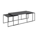 Mat črne mizice v kompletu 3 ks z mizno ploščo v marmornem dekorju 60x120 cm Infinity – Actona