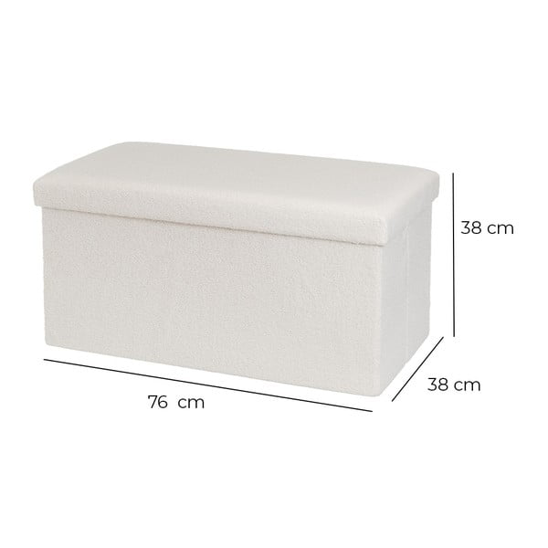 Bel tabure iz tkanine bouclé Ecru – Casa Selección-image-3