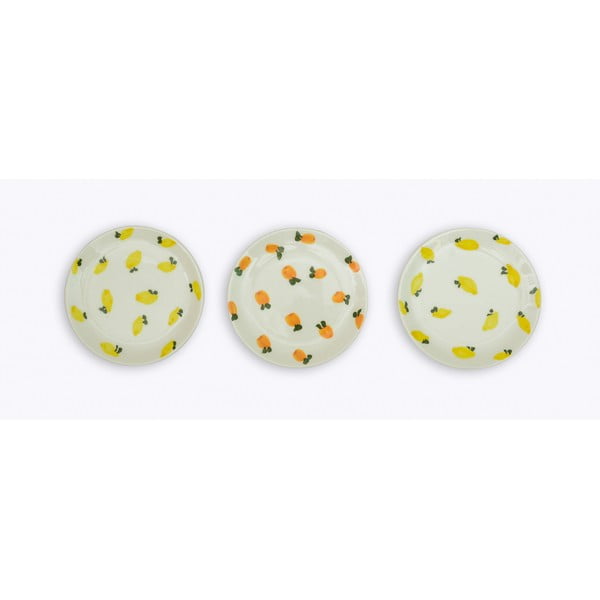 Komplet 3 desertnih keramičnih krožnikov Madre Selva Lemons and Oranges, ø 18 cm