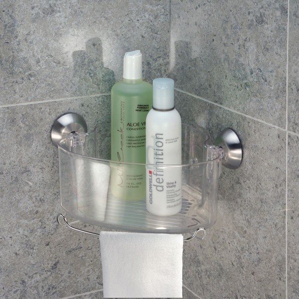 Prozorna vogalna samonosilna košara iDesign Soap Shower-image-1